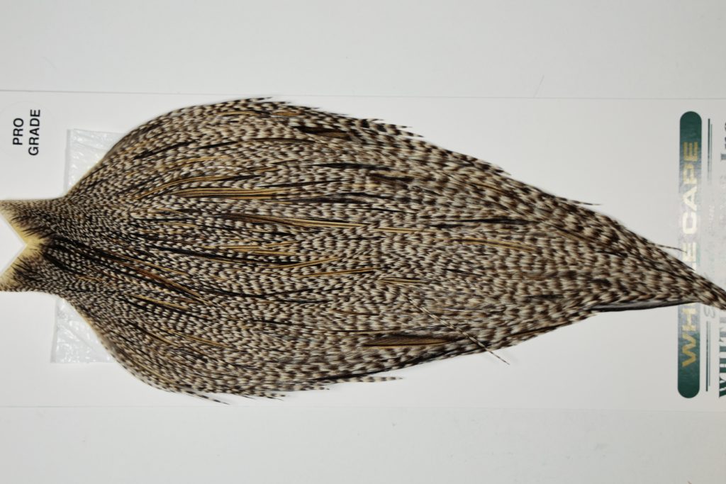 HPGC-6018 Hebert Dry Fly Hackle, Pro Grade Cape Dun Grizzly Ties Sizes 10-20