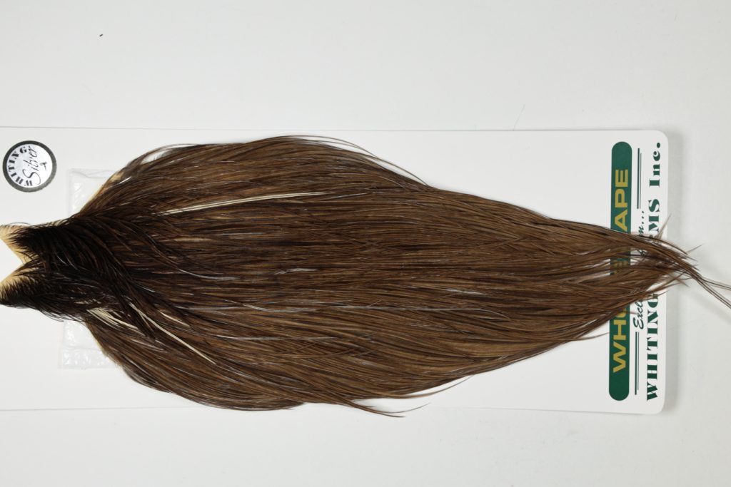HSGC-6114 Hebert Dry Fly Hackle, Silver Grade Cape Dark Brown Dun Ties Sizes 10-20