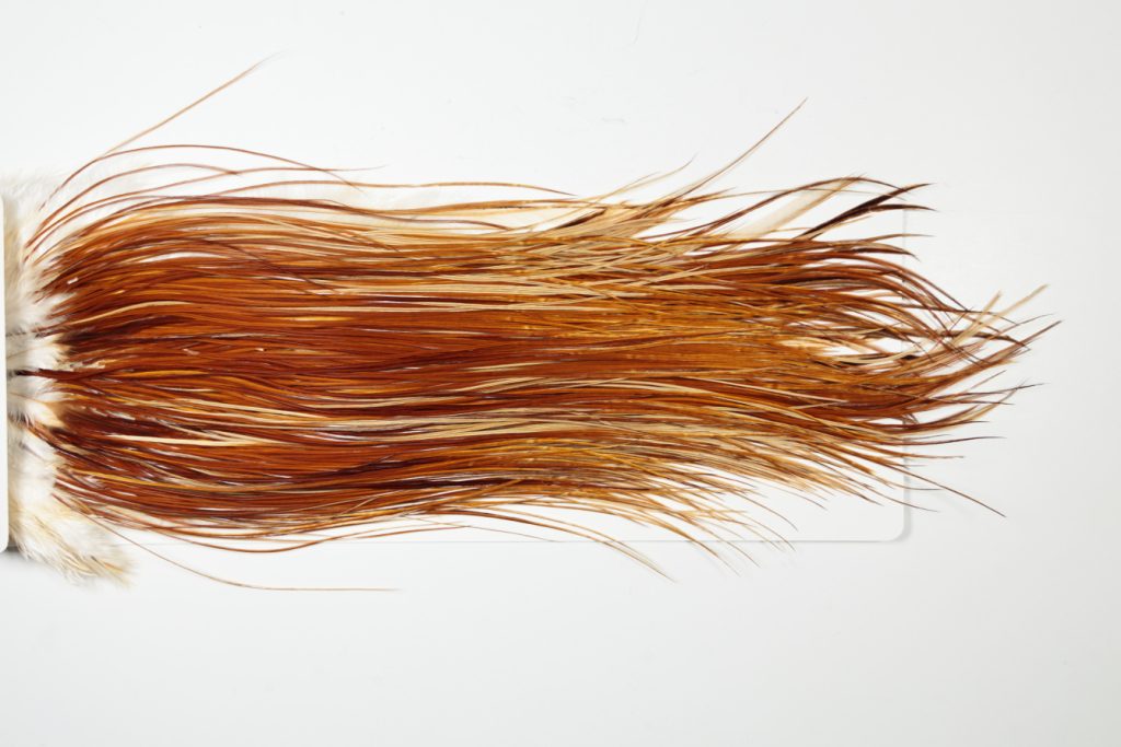 WBGMS-6406 Whiting Dry Fly Hackle, Farms Bronze Grade Midge Saddle Medium Ginger Ties Sizes 18-22