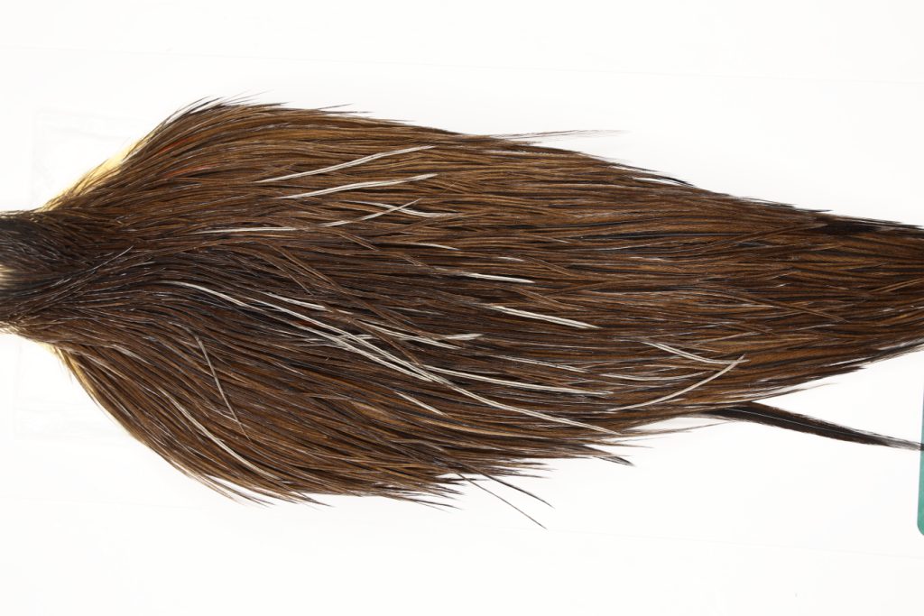 HPGC-7004 Hebert Dry Fly Hackle, Pro Grade Cape Dark Brown Dun Ties Sizes 8-22