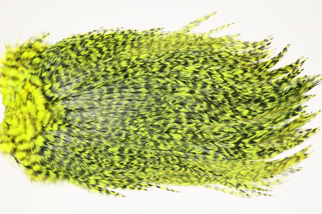 7504 Coq De Leon Dry Fly Hackle, Bronze Grade Saddle Yellow Chartreuse