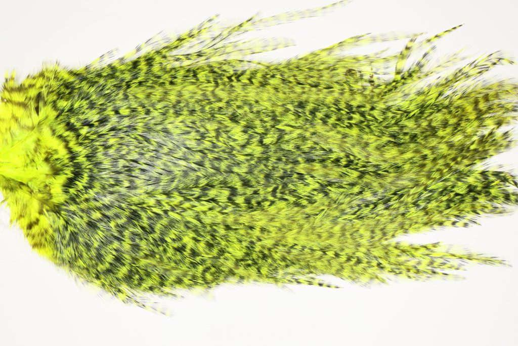 7509 Coq De Leon Dry Fly Hackle, Bronze Grade Saddle Yellow Chartreuse