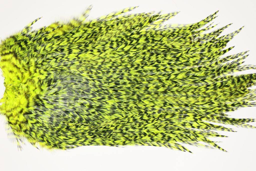 7510 Coq De Leon Dry Fly Hackle, Bronze Grade Saddle Yellow Chartreuse