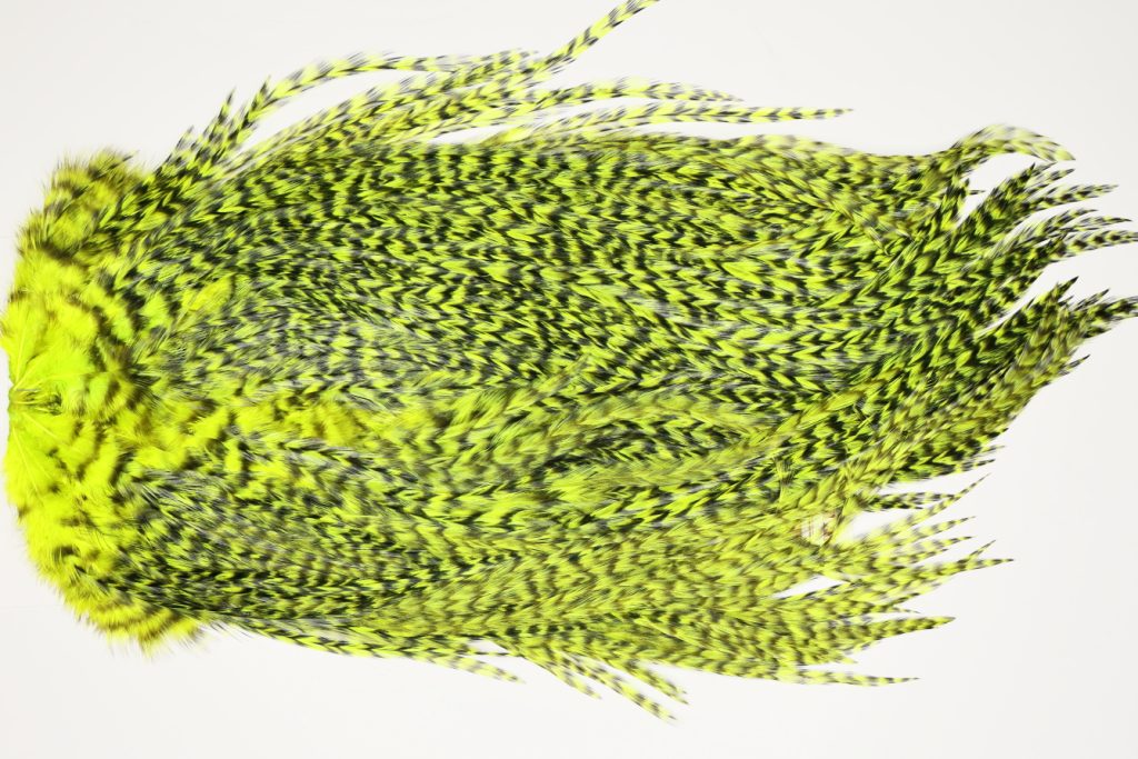 7511 Coq De Leon Dry Fly Hackle, Bronze Grade Saddle Yellow Chartreuse