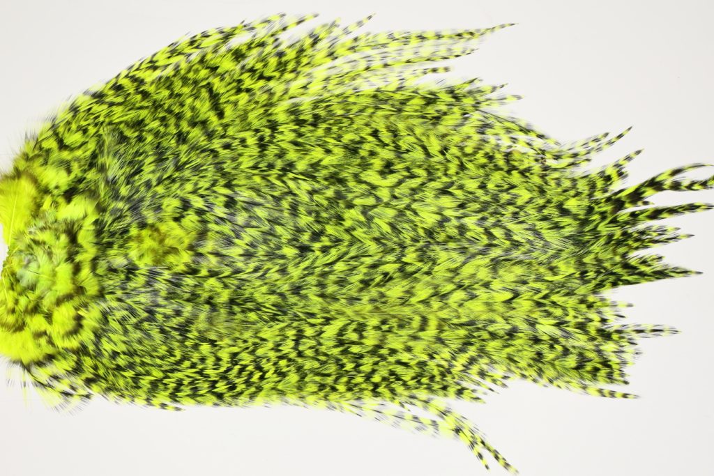 7513 Coq De Leon Dry Fly Hackle, Bronze Grade Saddle Yellow Chartreuse