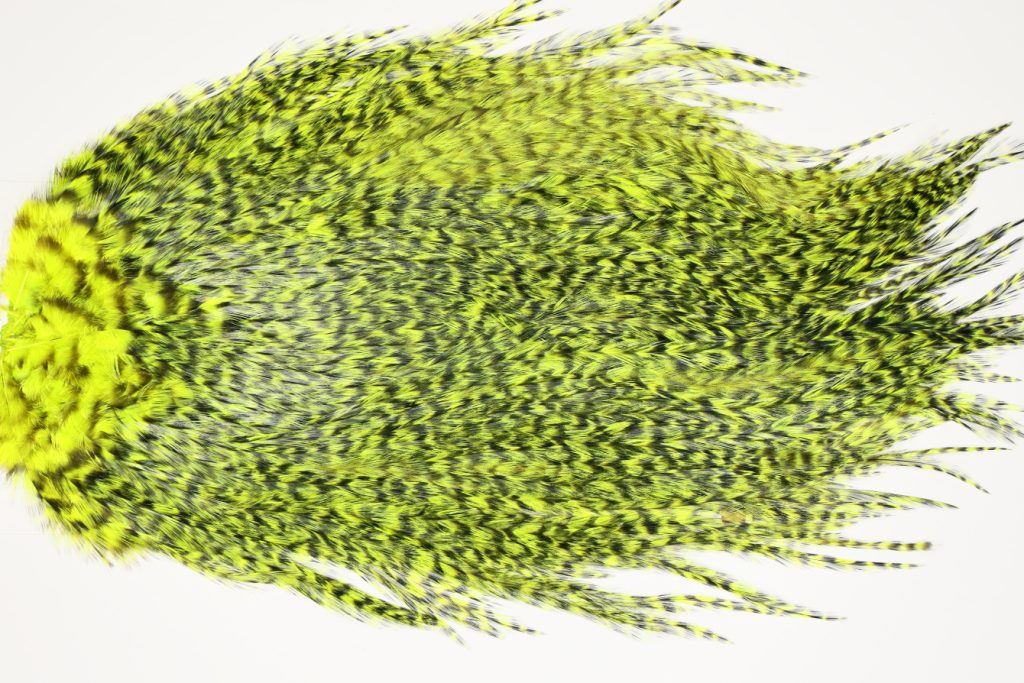 7531 Coq De Leon Dry Fly Hackle, Bronze Grade Saddle Yellow Chartreuse