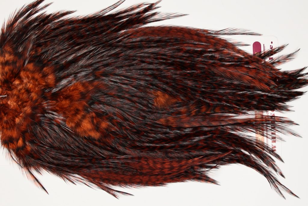 7627 Coq De Leon Dry Fly Hackle, Bronze Grade Saddle Fiery Brown