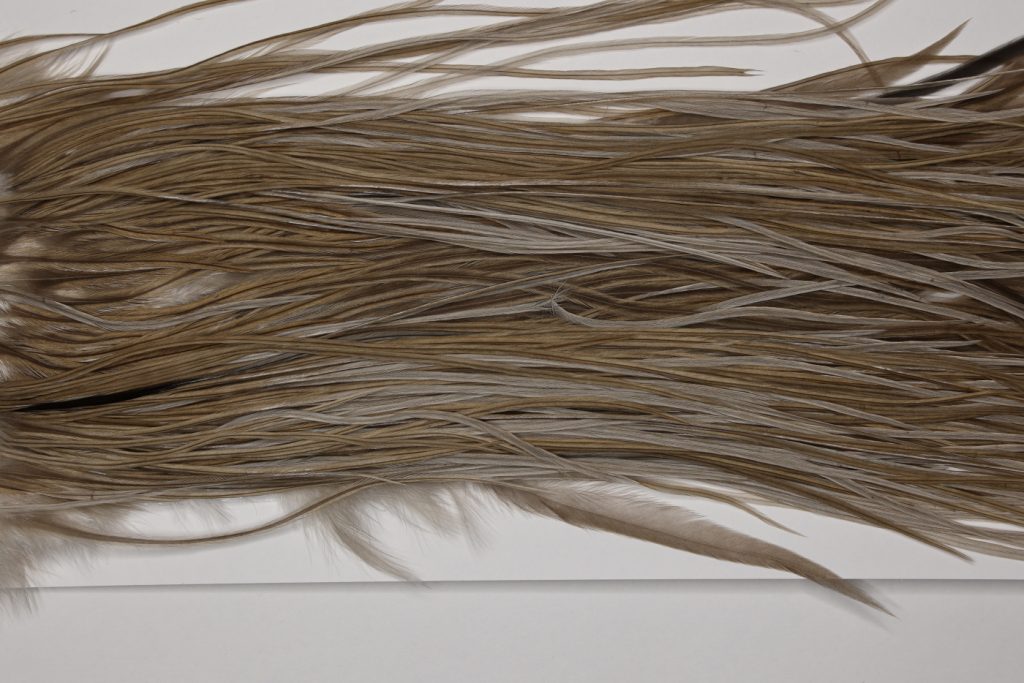 HBGS-8227 Hebert Dry Fly Hackle, Bronze Grade Saddle Medium Brown Dun Ties Sizes 14-16