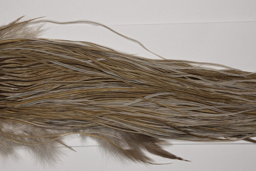 HBGS-8235 Hebert Dry Fly Hackle, Bronze Grade Saddle Medium Brown Dun Ties Sizes 12-14