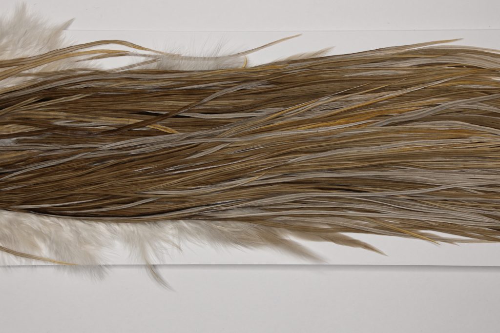 HSGS-8276 Hebert Dry Fly Hackle, Silver Grade Saddle Medium Brown Dun Ties Sizes 16-18