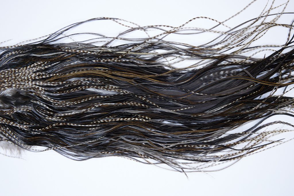 9038 - JimsFlyCo Dry Fly Hackle, Grizzly Variant #2 Grade Rooster Saddle, Ties Sizes 14-16