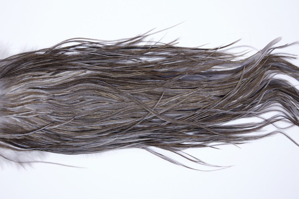 194 - JimsFlyCo Dry Fly Hackle, Dark Dun #2 Grade Rooster Saddle, Ties Sizes 12-14