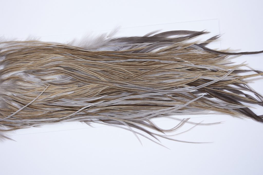 212 - JimsFlyCo Dry Fly Hackle, Medium Dun #2 Grade Rooster Saddle, Ties Sizes 12-16