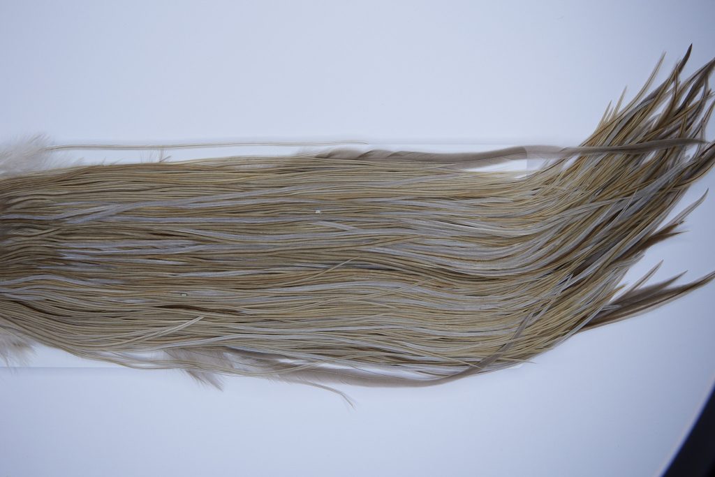 539 - Hebert Dry Fly Hackle, Medium Brown Dun Gold Grade Rooster Saddle, Ties Sizes 10-14