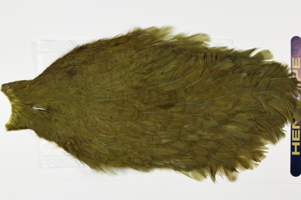 AHC-6673 American Hen Cape White dyed Dark Olive