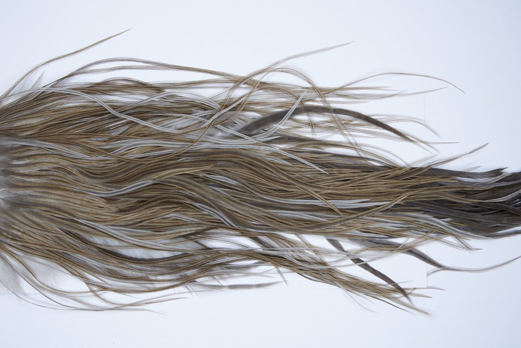 9369 - JimsFlyCo Dry Fly Hackle, Medium Dun #3 Grade Rooster Saddle, Ties Sizes 12-14