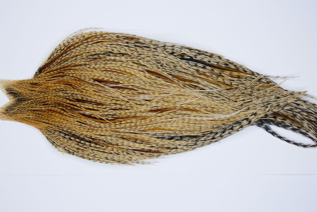 9478 - JimsFlyCo Dry Fly Hackle, Barred Ginger #1 Grade Rooster Cape, Ties Sizes 10-22