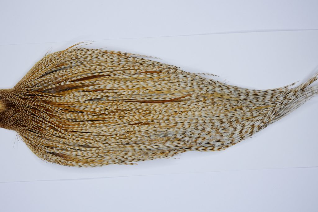 9484 - JimsFlyCo Dry Fly Hackle, Barred Ginger #1 Grade Rooster Cape, Ties Sizes 10-22