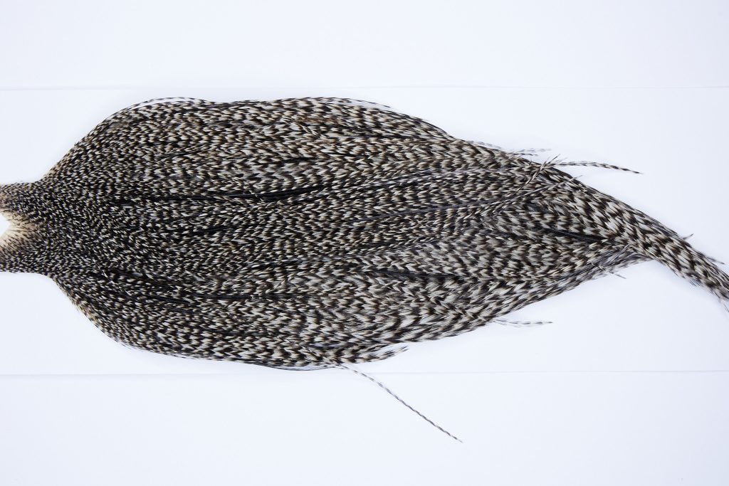 9791 - JimsFlyCo Dry Fly Hackle, Grizzly Variant #1 Grade Rooster Cape, Ties Sizes 8-20