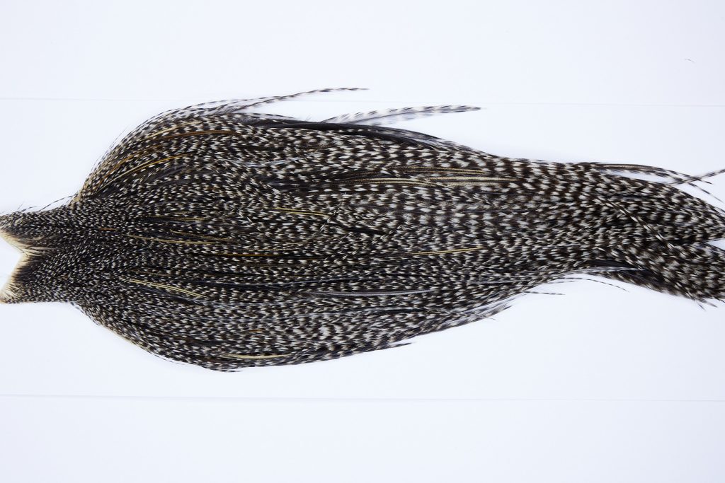 9795 - JimsFlyCo Dry Fly Hackle, Grizzly Variant #1 Grade Rooster Cape, Ties Sizes 8-18