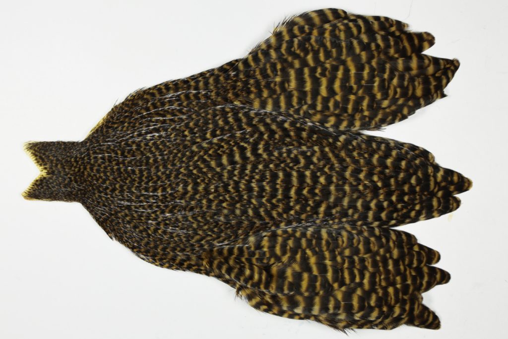 JimsFlyCo Hen Cape Grizzly dyed Golden Olive