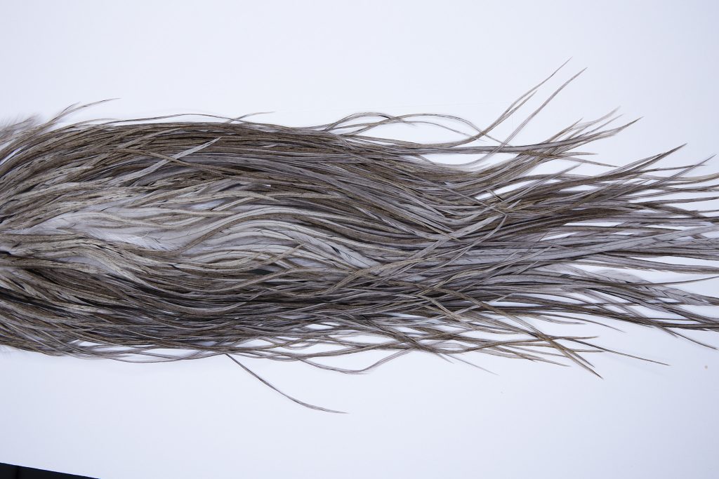 169 - JimsFlyCo Dry Fly Hackle, Grey Dun Badger #1 Grade Rooster Saddle, Ties Sizes 12-14