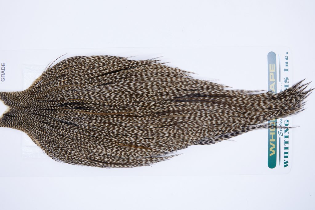 707 - Hebert Dry Fly Hackle, Dun Grizzly Pro Grade Rooster Cape, Ties Sizes 12-24