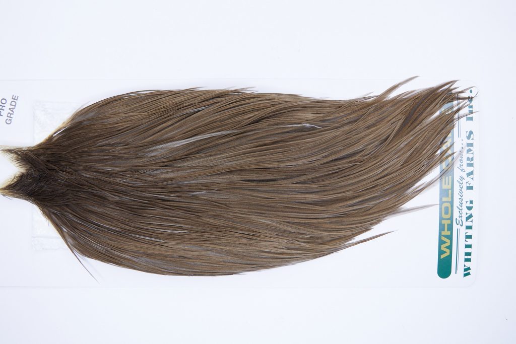 712 - Hebert Dry Fly Hackle, Brown Grey Dun Pro Grade Rooster Cape, Ties Sizes 12-20
