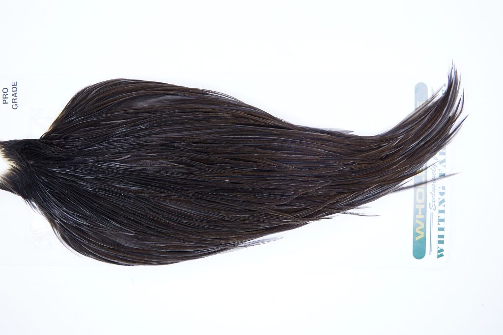 719 - Hebert Dry Fly Hackle, Black Pro Grade Rooster Cape, Ties Sizes 12-20