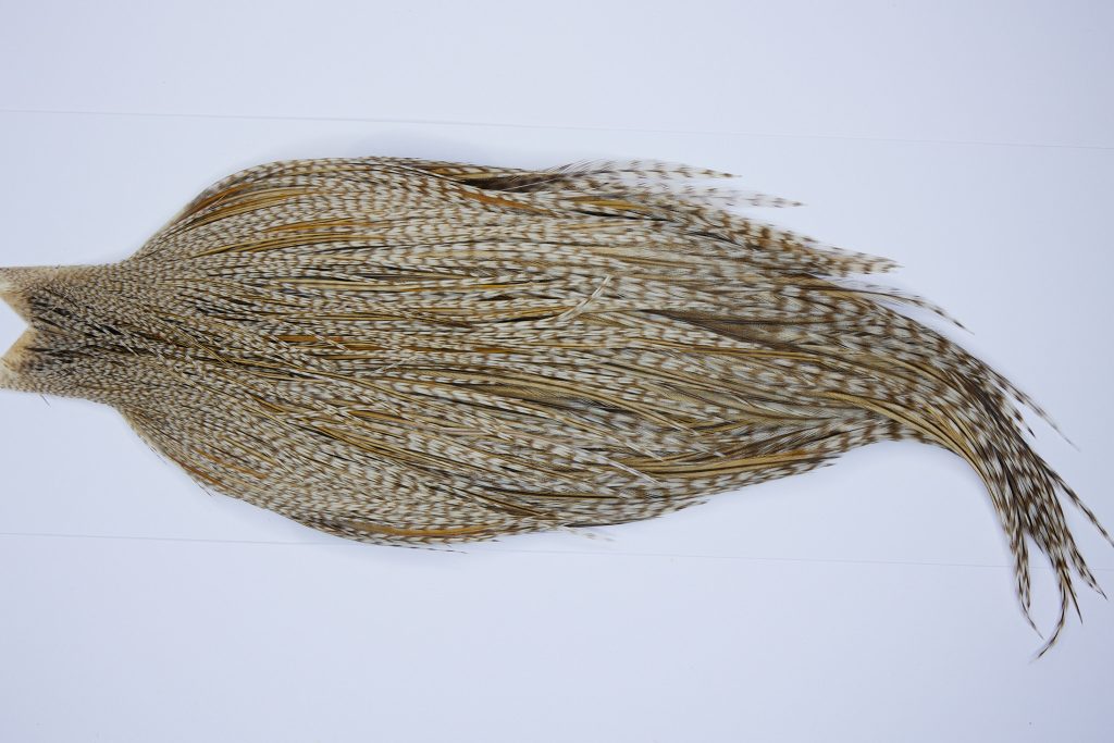 9792 - JimsFlyCo Dry Fly Hackle, Grizzly Variant #1 Grade Rooster Cape, Ties Sizes 10-20