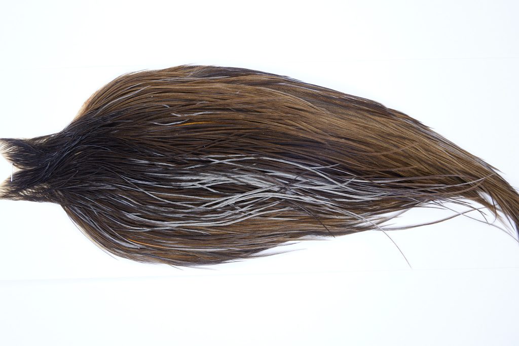 9852 - JimsFlyCo Dry Fly Hackle, Brown Dun Rhodium Grade Rooster Cape, Ties Sizes 10-20