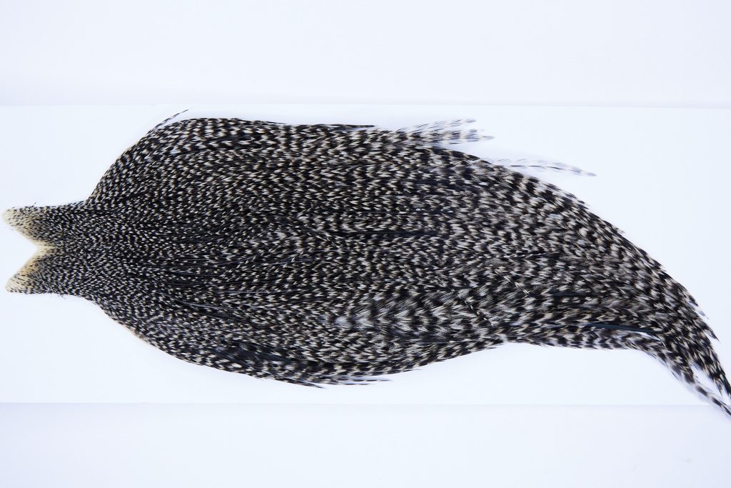 9906 - JimsFlyCo Dry Fly Hackle, Grizzly Variant #2 Grade Rooster Cape, Ties Sizes 10-20