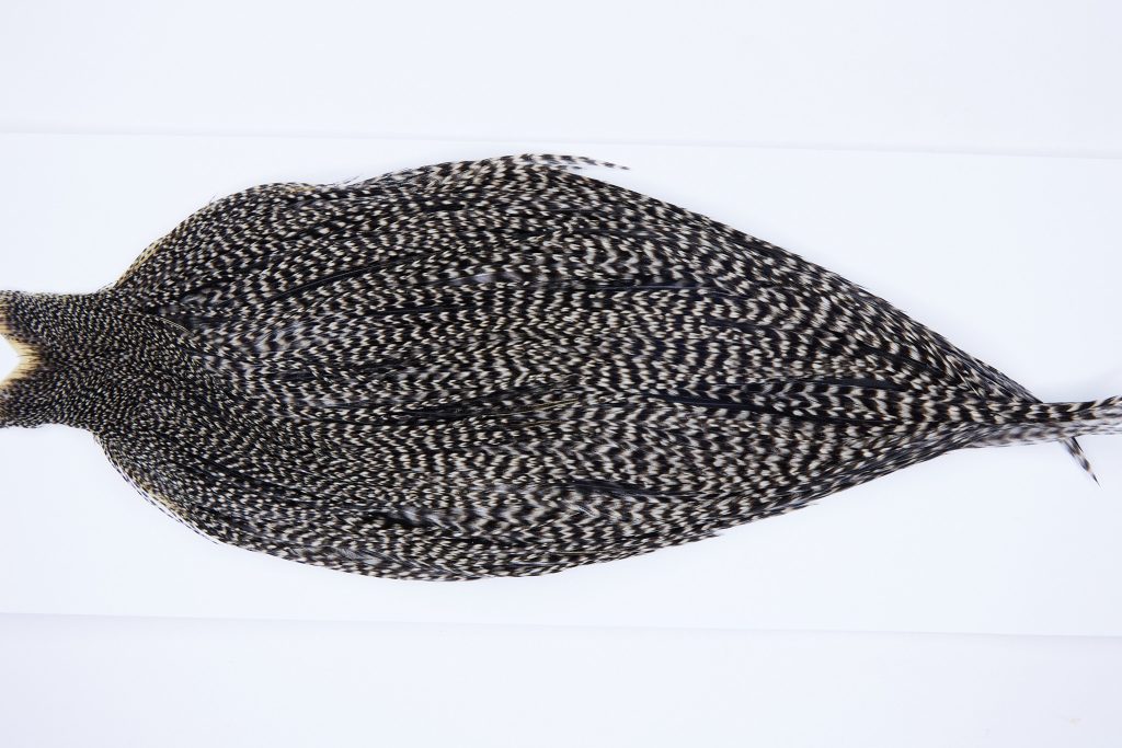 9931 - JimsFlyCo Dry Fly Hackle, Grizzly Variant #2 Grade Rooster Cape, Ties Sizes 10-18