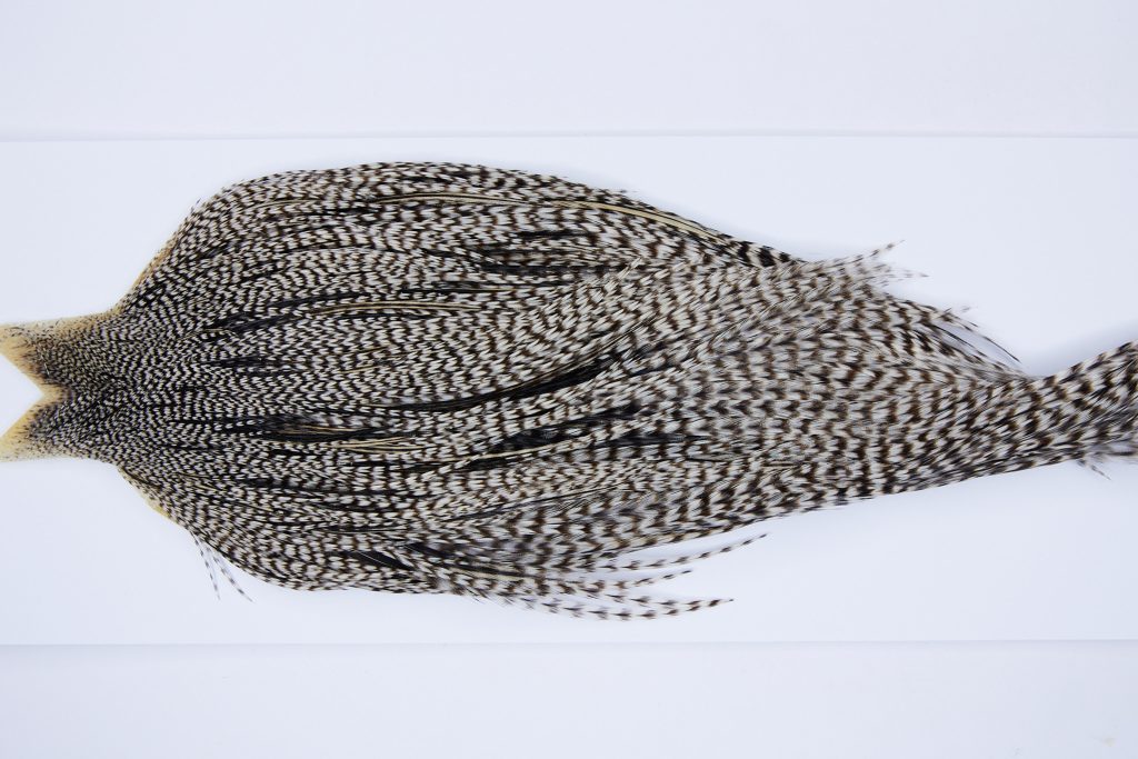 9932 - JimsFlyCo Dry Fly Hackle, Grizzly Variant #2 Grade Rooster Cape, Ties Sizes 10-20