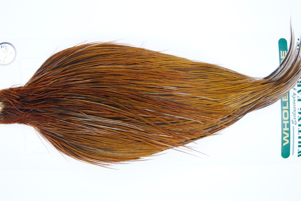 1028 Hebert Dry Fly Hackle, Silver Grade Rooster Cape Light Brown Ties Sizes 8-24