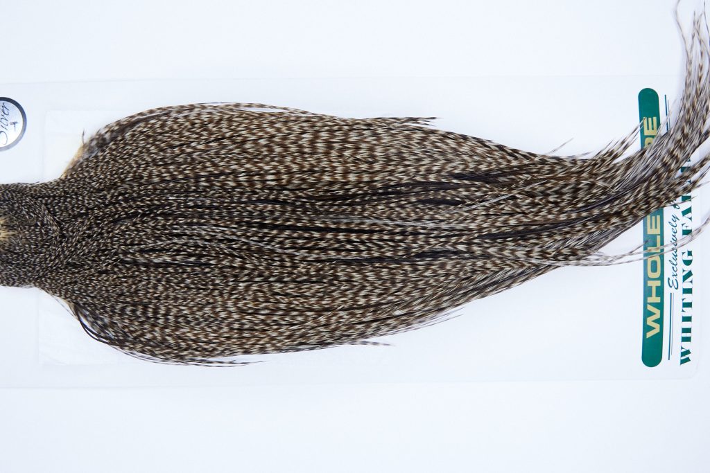 1030 Hebert Dry Fly Hackle, Silver Grade Rooster Cape Dun Grizzly Ties Sizes 10-24