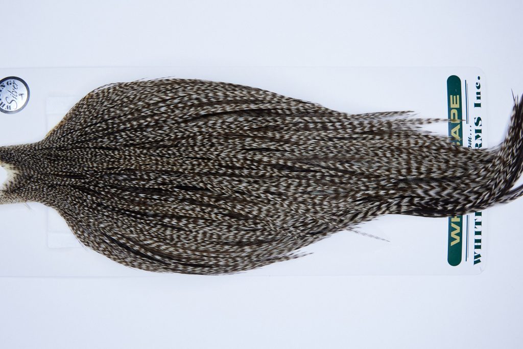 1035 Hebert Dry Fly Hackle, Silver Grade 10-24 Dun Grizzly Ties Sizes 10-24