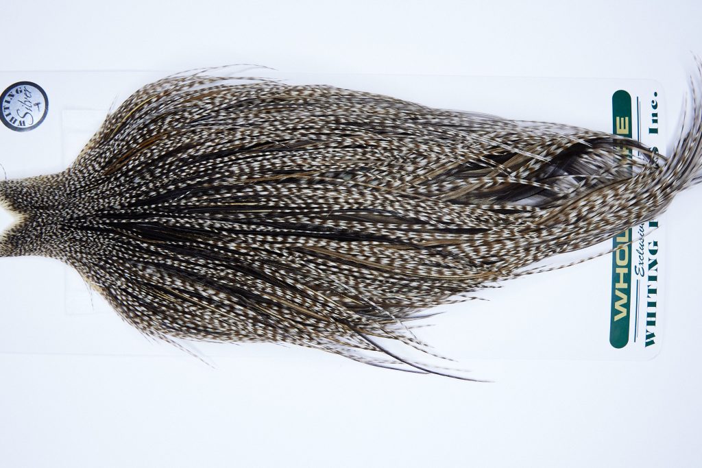 1040 Hebert Dry Fly Hackle, Silver Grade Rooster Cape Dun Grizzly Ties Sizes 10-24