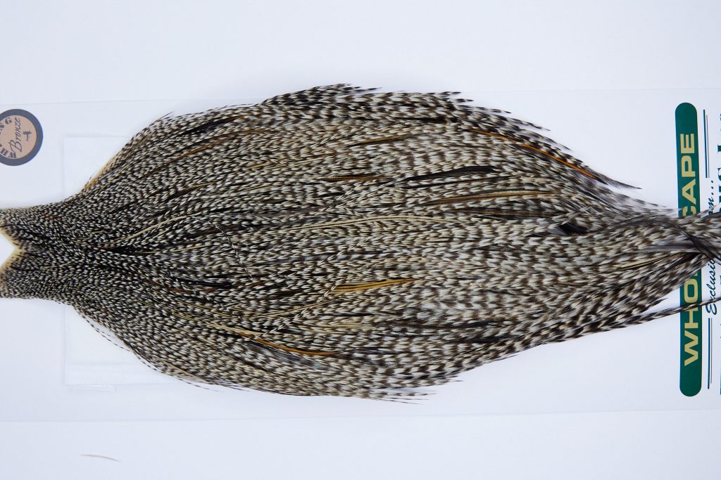 1095 Hebert Dry Fly Hackle, Bronze Grade Rooster Cape Grizzly Variant Ties Sizes 8-22