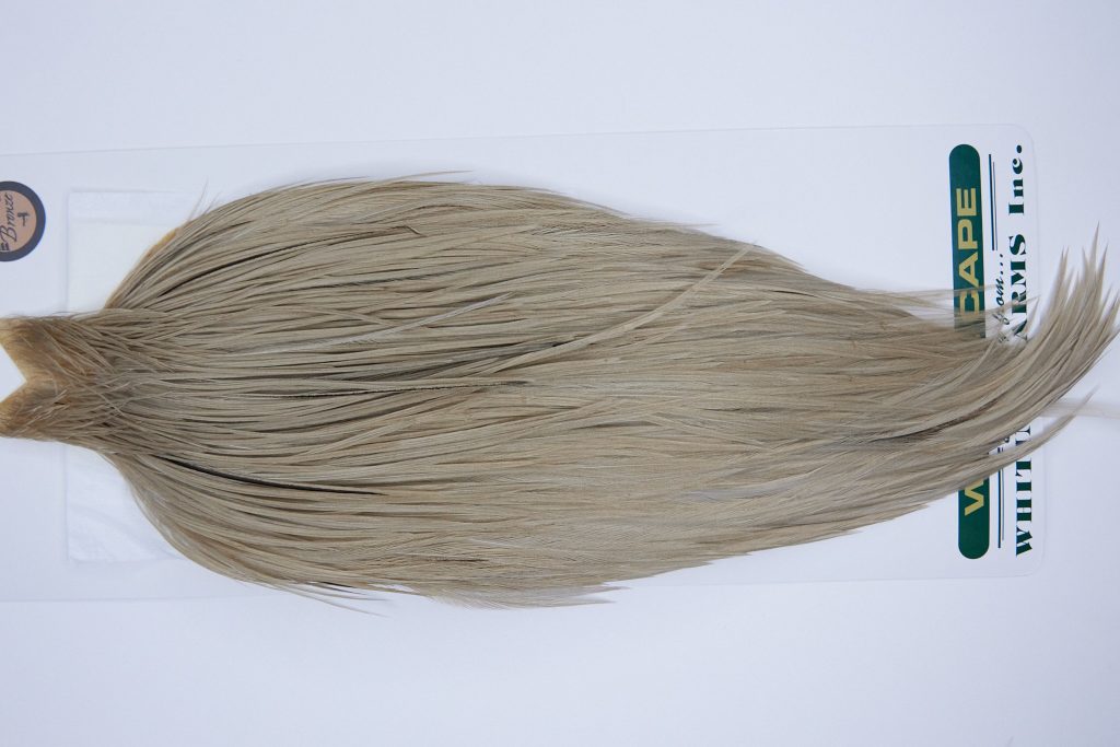 1115 Hebert Dry Fly Hackle, Bronze Grade Rooster Cape Light Tan Dun Ties Sizes 10-22