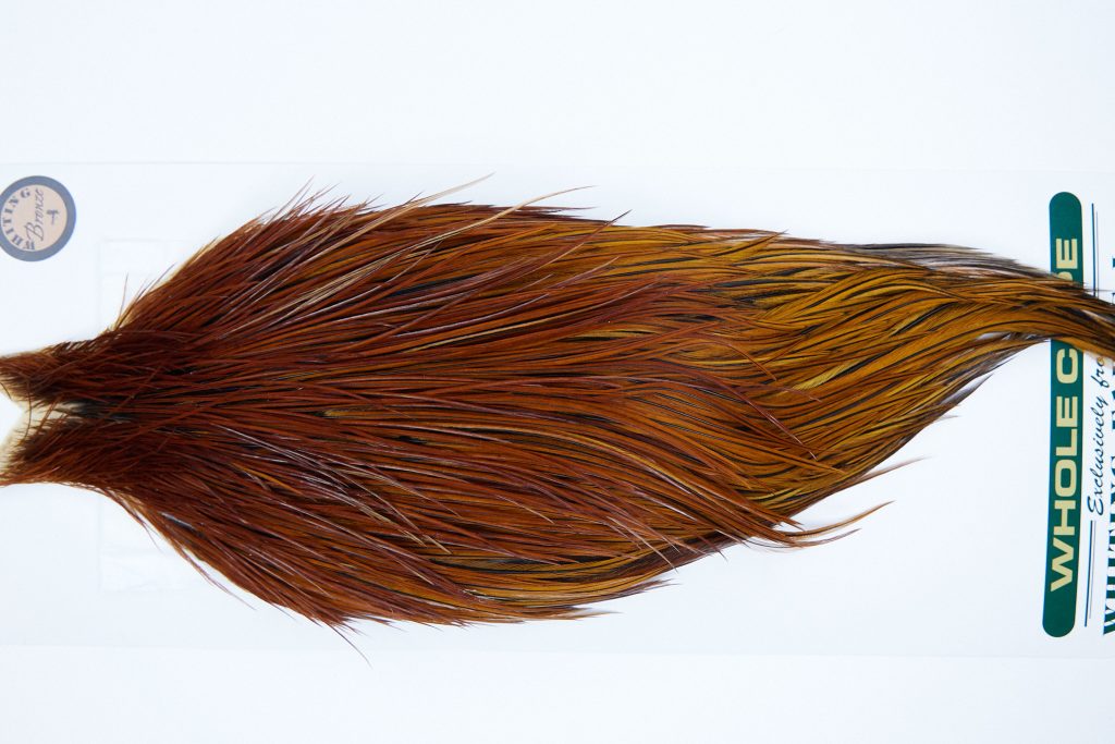 1129 Hebert Dry Fly Hackle, Bronze Grade 12-24 Medium Brown Ties Sizes 12-24