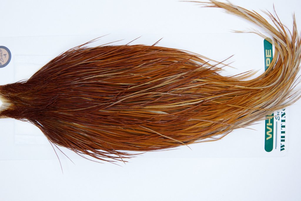 1131 Hebert Dry Fly Hackle, Bronze Grade Rooster Cape Medium Brown Ties Size 10-24