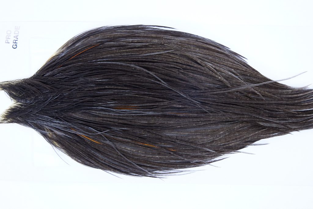 1223 Hebert Dry Fly Hackle, Pro Grade Rooster Cape Black Ties Sizes 10-24