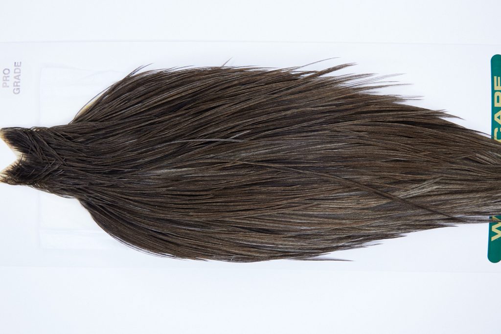1265 Hebert Dry Fly Hackle, Pro Grade Rooster Cape Dark Grey Dun Ties Sizes 10-24