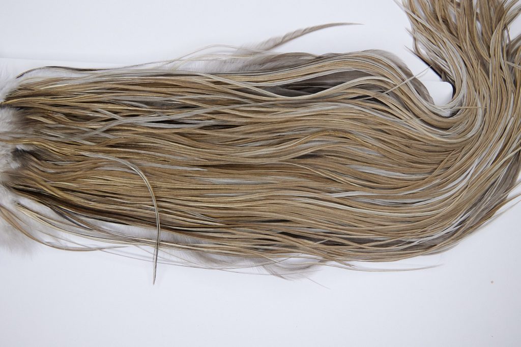 1300 Hebert Dry Fly Hackle, Gold Grade Rooster Saddle Medium Brown Dun Ties Sizes 12-14