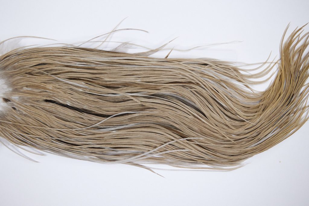 1301 Hebert Dry Fly Hackle, Gold Grade Rooster Saddle Medium Brown Dun Ties Sizes 14-16