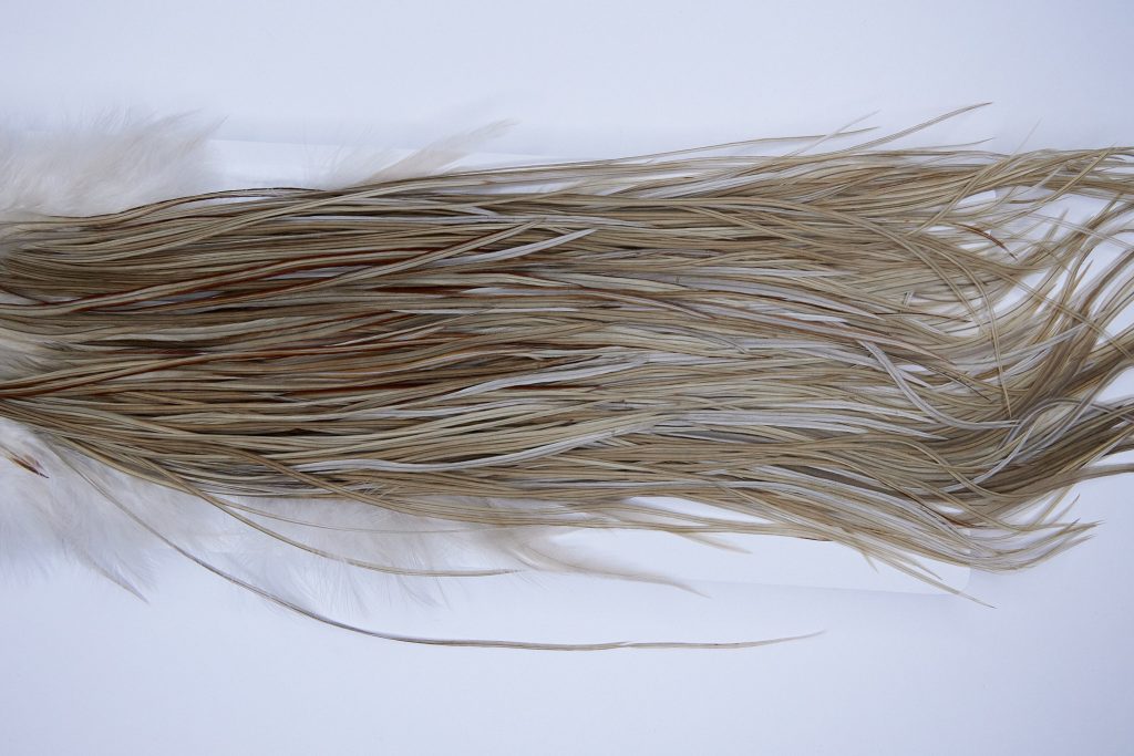 1372 Hebert Dry Fly Hackle, Bronze Grade Rooster Saddle Medium Brown Dun Ties Sizes 12-16