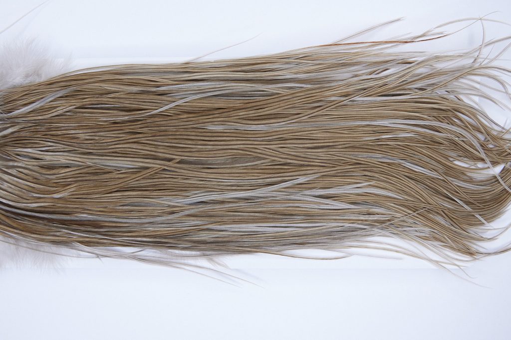 1373 Hebert Dry Fly Hackle, Bronze Grade Rooster Saddle Medium Brown Dun Ties Sizes 12-14