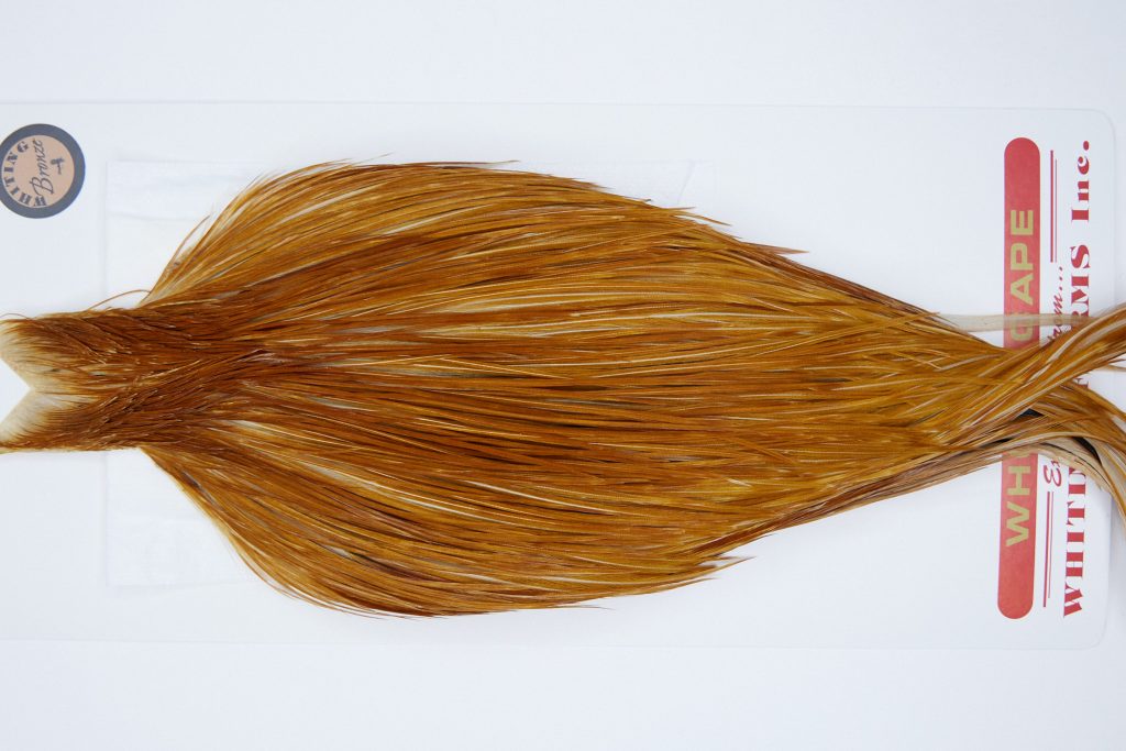 1463 Whiting Dry Fly Hackle, Bronze Grade Rooster Cape Medium Ginger Ties Sizes 10-22