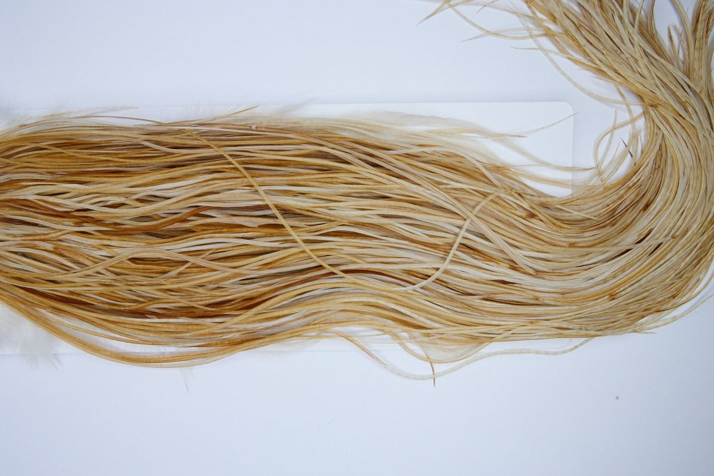 1596 Whiting Dry Fly Hackle, Gold Grade Midge Saddle Light Ginger Ties Sizes 16-18